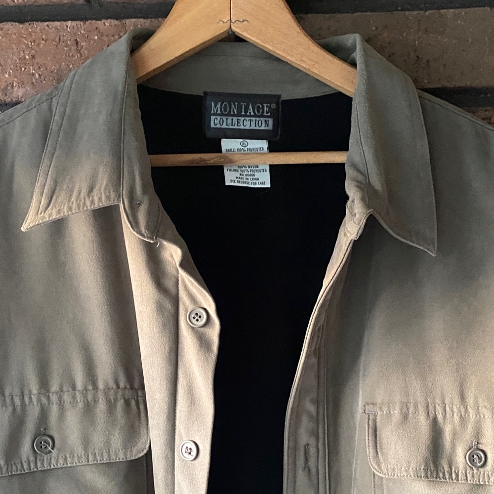 Montage Mens XL Taupe Fleece Lined Shirt Jacket Button Up Shacket - Picture 3 of 13